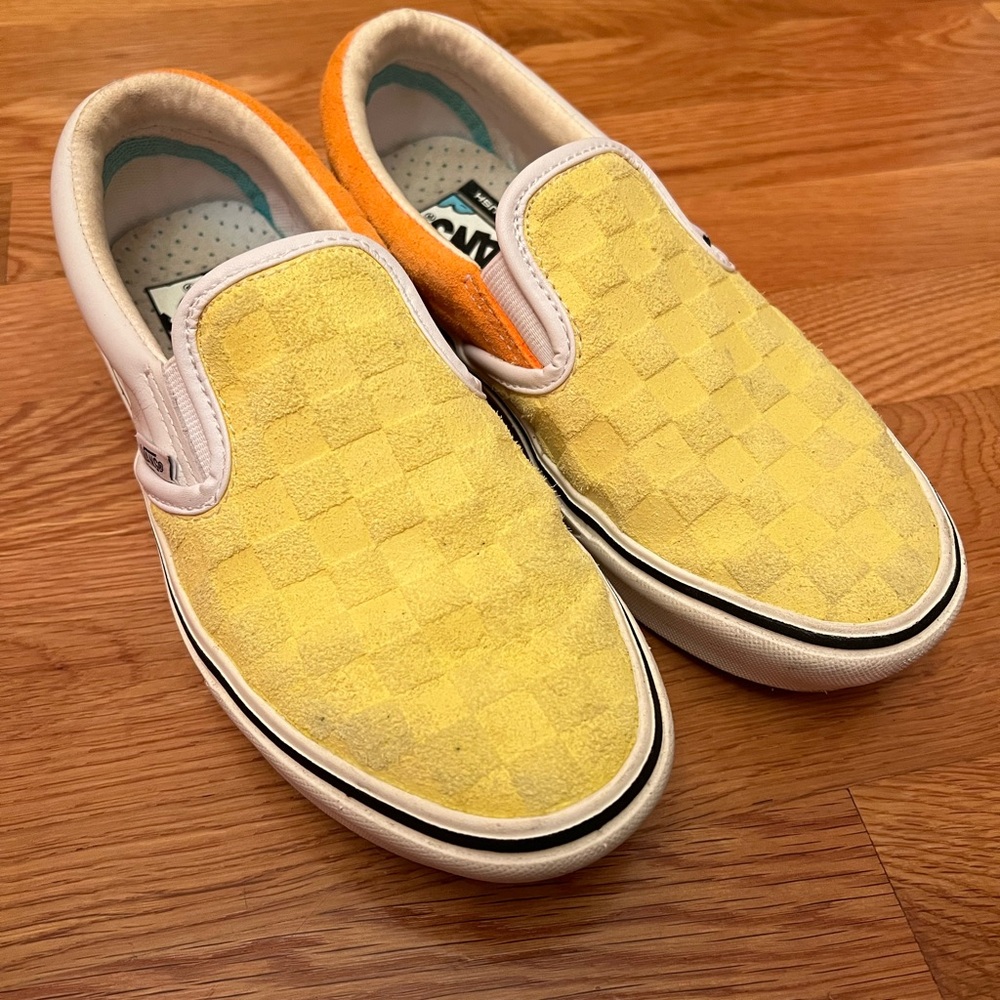 Vans Yellow and Orange Slip-On Sneakers